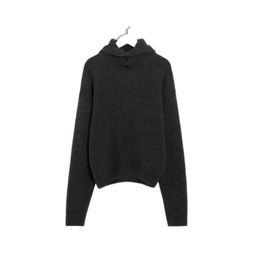 Buttoned Hooded Sweater