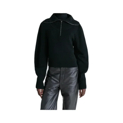 Ribbed-Knit Half-Zip Sweater
