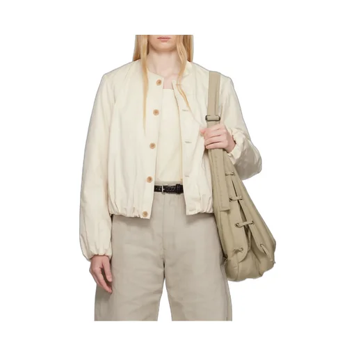Wadded Collarless Bomber Jacket