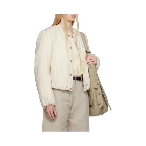 Wadded Collarless Bomber Jacket