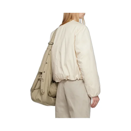 Wadded Collarless Bomber Jacket