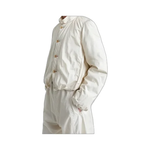 Wadded Collarless Bomber Jacket