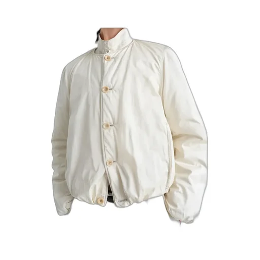 Wadded Collarless Bomber Jacket