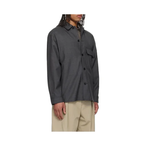 Long-Sleeved Button-Up Tailored Overshirt