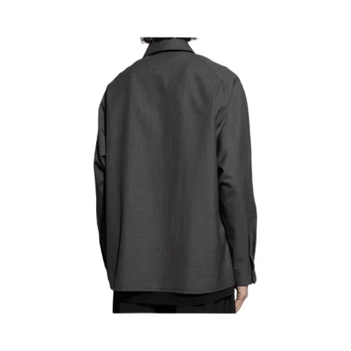 Long-Sleeved Button-Up Tailored Overshirt