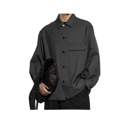 Long-Sleeved Button-Up Tailored Overshirt