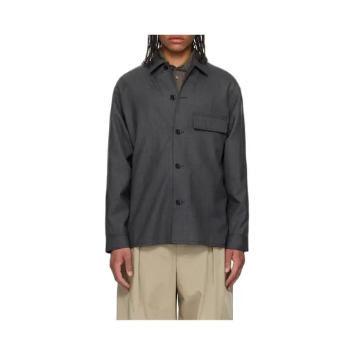 Long-Sleeved Button-Up Tailored Overshirt