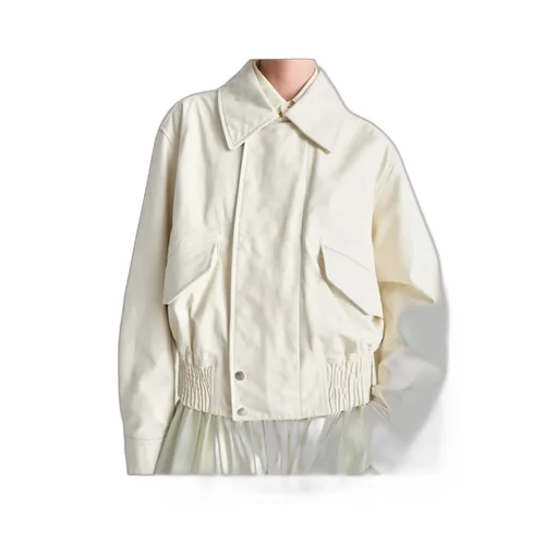 Long-Sleeved Leather Jacket
