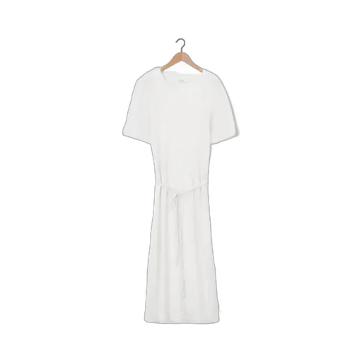 Short Sleeved Belted Maxi Dress