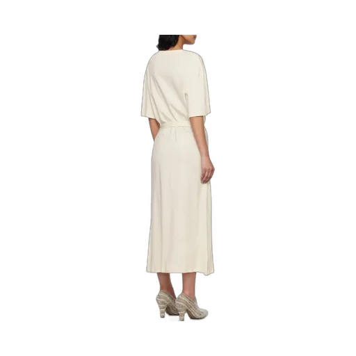 Short Sleeved Belted Maxi Dress