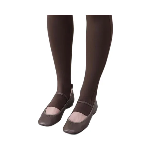 Square-Toe Leather Ballerina Shoes