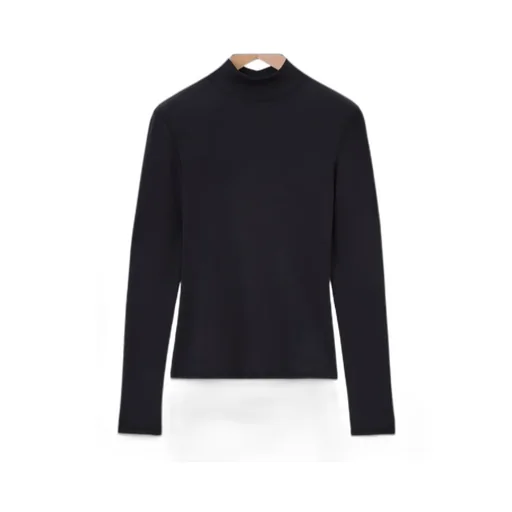 High-Neck Long-Sleeved Ribbed Top