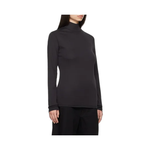 High-Neck Long-Sleeved Ribbed Top