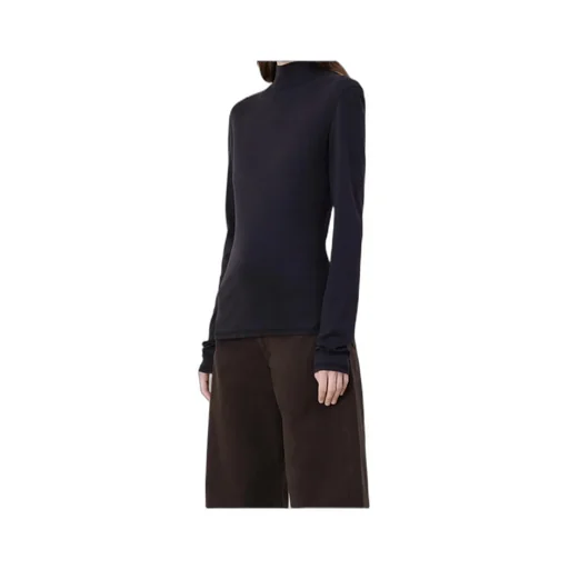 High-Neck Long-Sleeved Ribbed Top