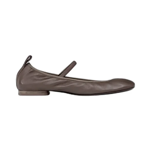 Square-Toe Leather Ballerina Shoes