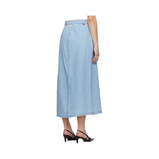 Column Wrap Denim Skirt