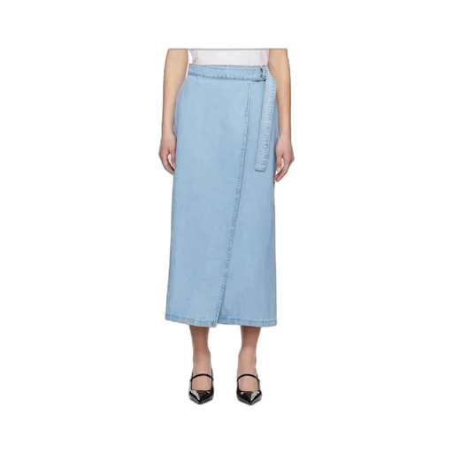 Column Wrap Denim Skirt