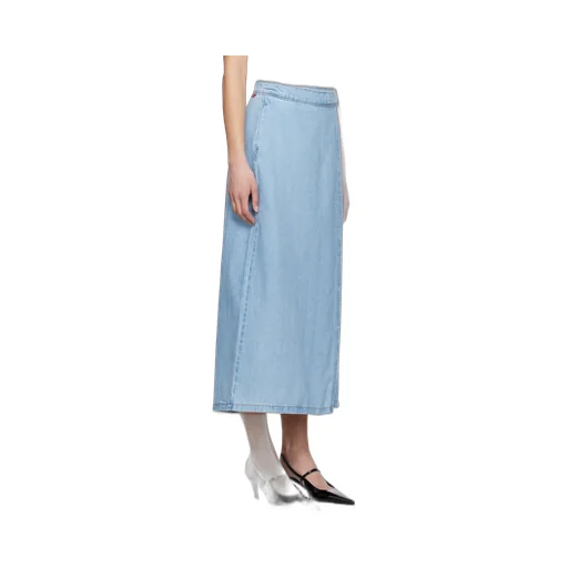 Column Wrap Denim Skirt