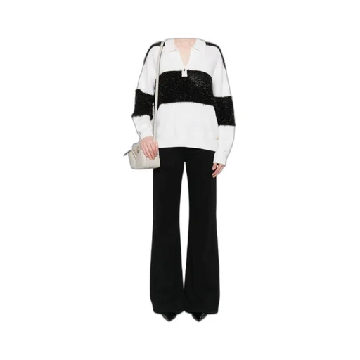 Polo-Neck Sweater With Stripe Detail