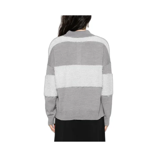 Striped Polo-Neck Sweater