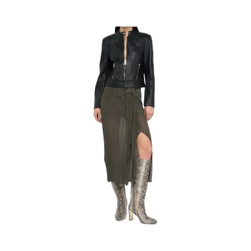 Zippered Leather Biker Jacket