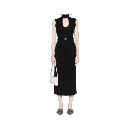 Key-Hole Belted Midi Dress