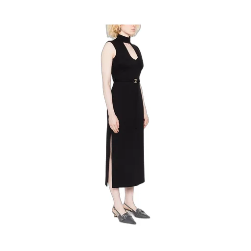 Key-Hole Belted Midi Dress