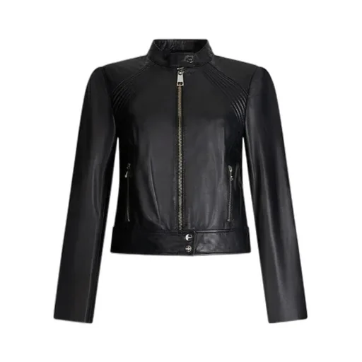 Zippered Leather Biker Jacket