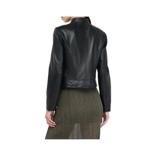 Zippered Leather Biker Jacket