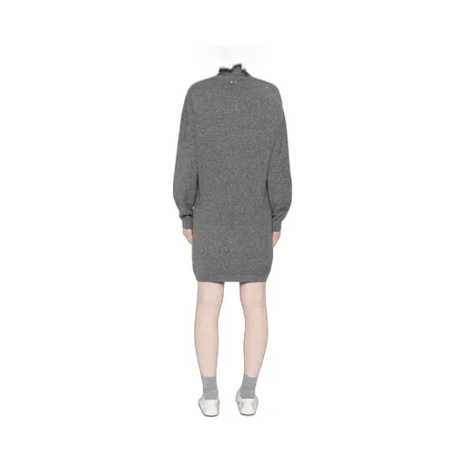 Embellished Turtleneck Knit Dress