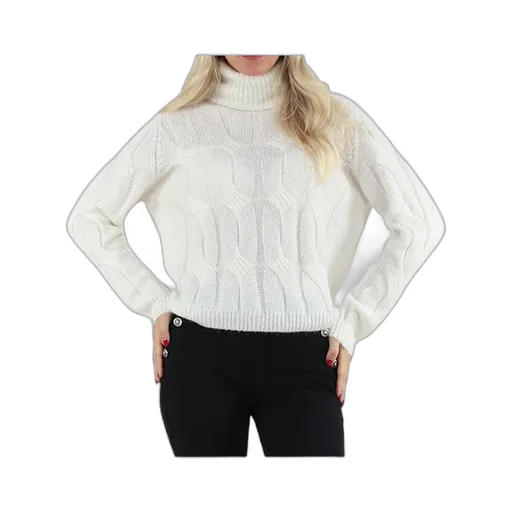 Cable-Knit Roll-Neck Sweater