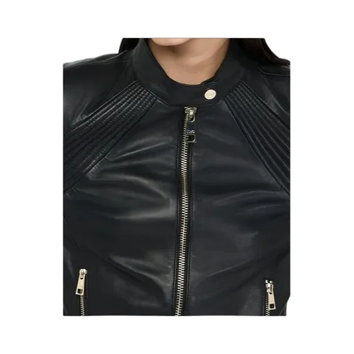 Zippered Leather Biker Jacket