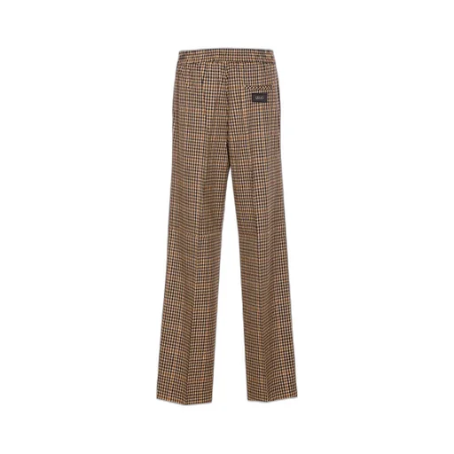 Gingham-Check Elasticated Waistband Trousers