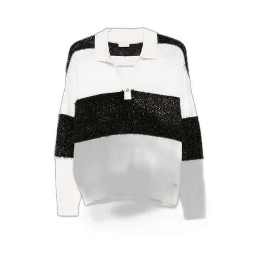 Polo-Neck Sweater With Stripe Detail
