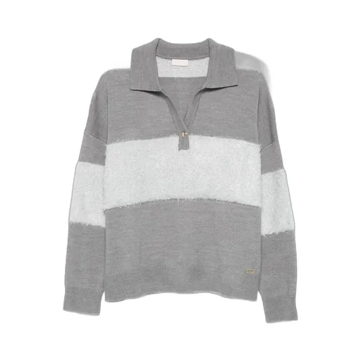 Striped Polo-Neck Sweater
