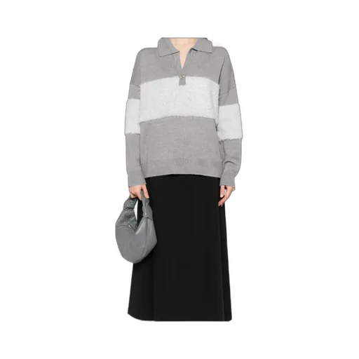 Striped Polo-Neck Sweater