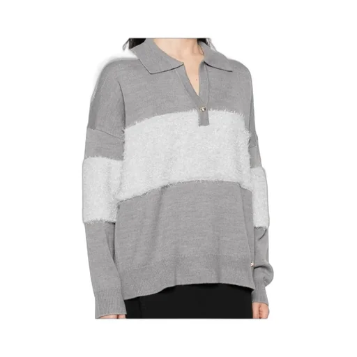 Striped Polo-Neck Sweater