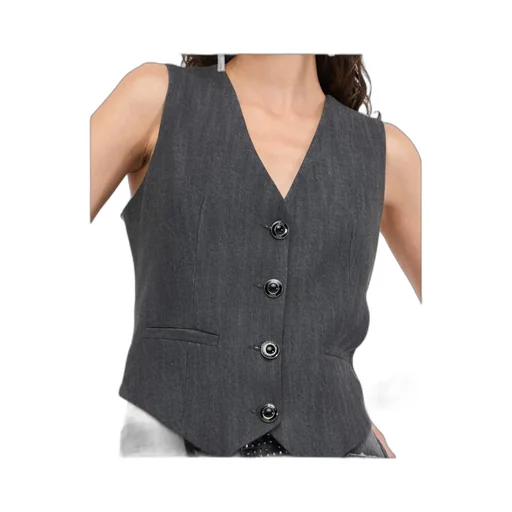 V-Neck Buttoned Denim Gilet
