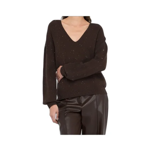 Glitter-Embellished V-Neck Sweater