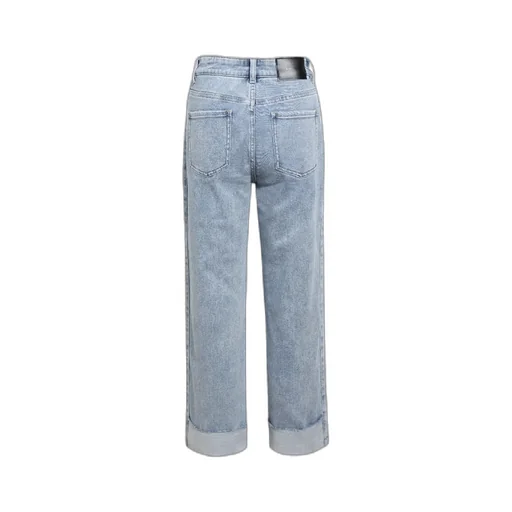 Straight Jeans With Smiley Face And Crimped Rim