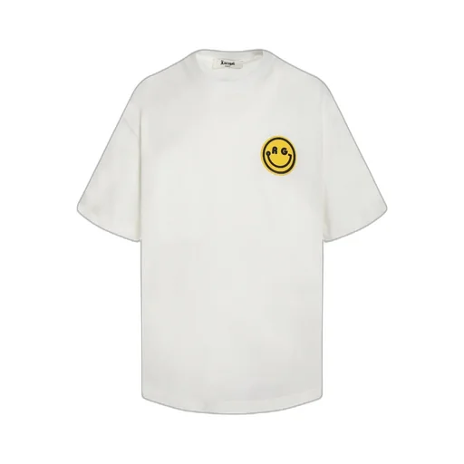 Smiley Face Badge Letter Printed Short-Sleeved T-Shirt