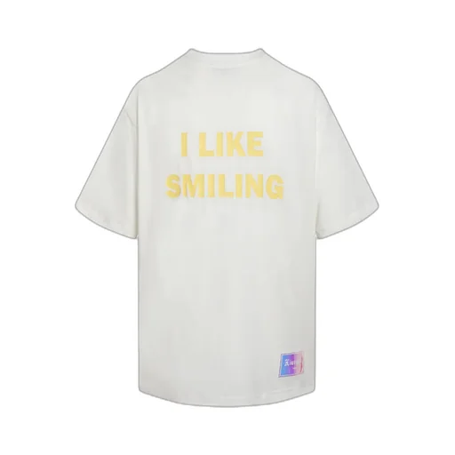 Smiley Face Badge Letter Printed Short-Sleeved T-Shirt