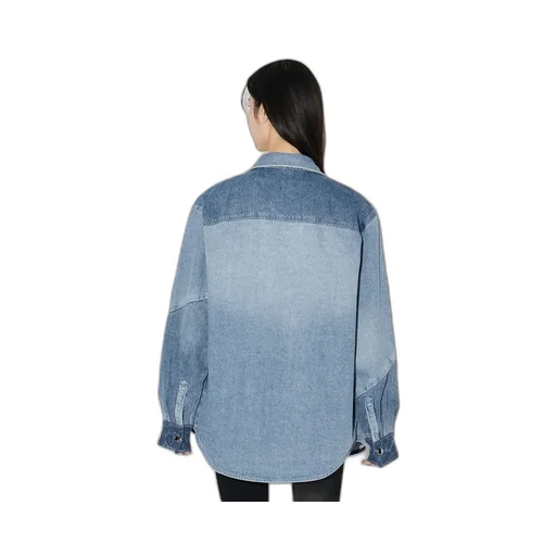 Stitched Long-Sleeved Denim Shirt