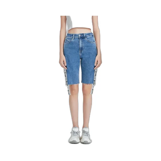 Long Ribbon Denim Shorts