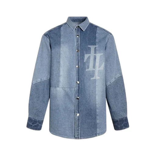 Stitched Long-Sleeved Denim Shirt