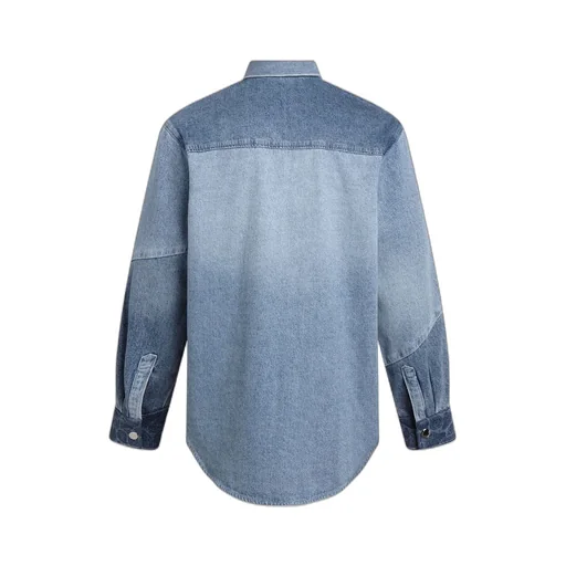 Stitched Long-Sleeved Denim Shirt