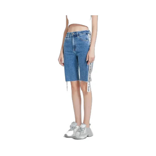 Long Ribbon Denim Shorts