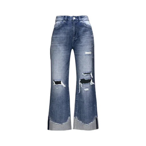 Faded Imitation Denim Trousers