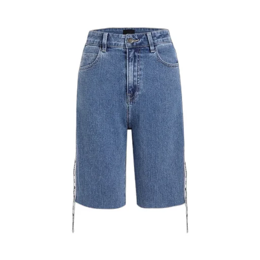 Long Ribbon Denim Shorts