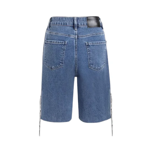 Long Ribbon Denim Shorts